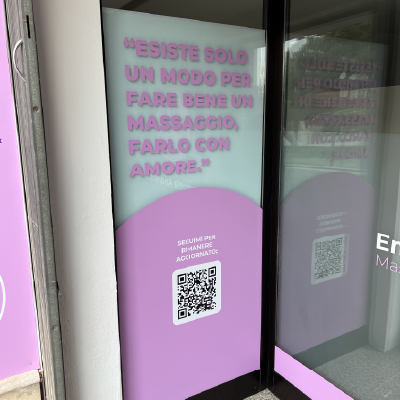 Decorazione Vetrine Emanuela Andreotti - Adesivi intagliati, fondo sabbiato 